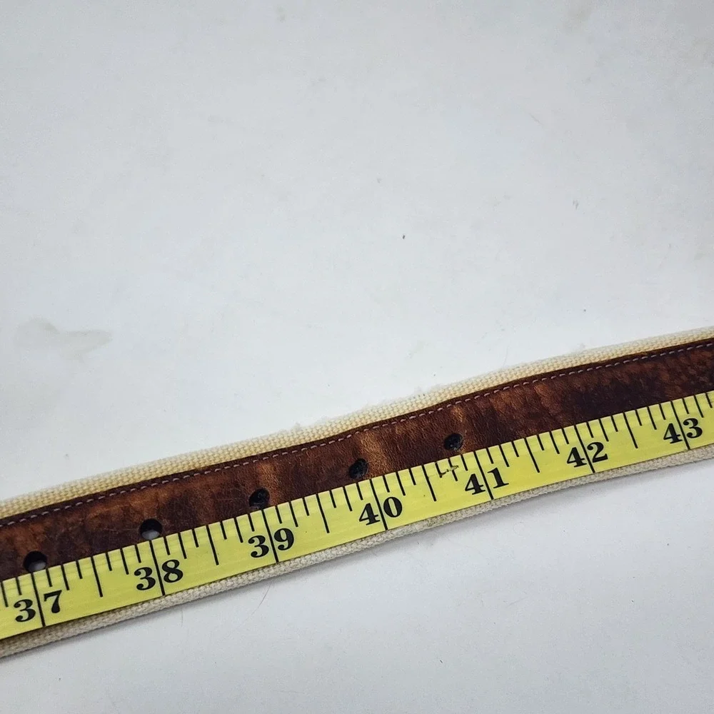 Nautica O (Oscar) Brown Leather and Canvas Belt Men's SIZE 38